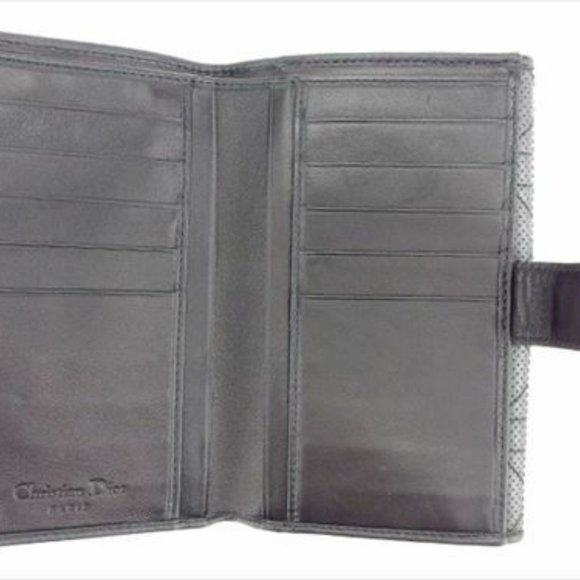 AUTH Dior Wallet Purse Long Wallet Black Canvas Leather Mens - Picture 6 of 7